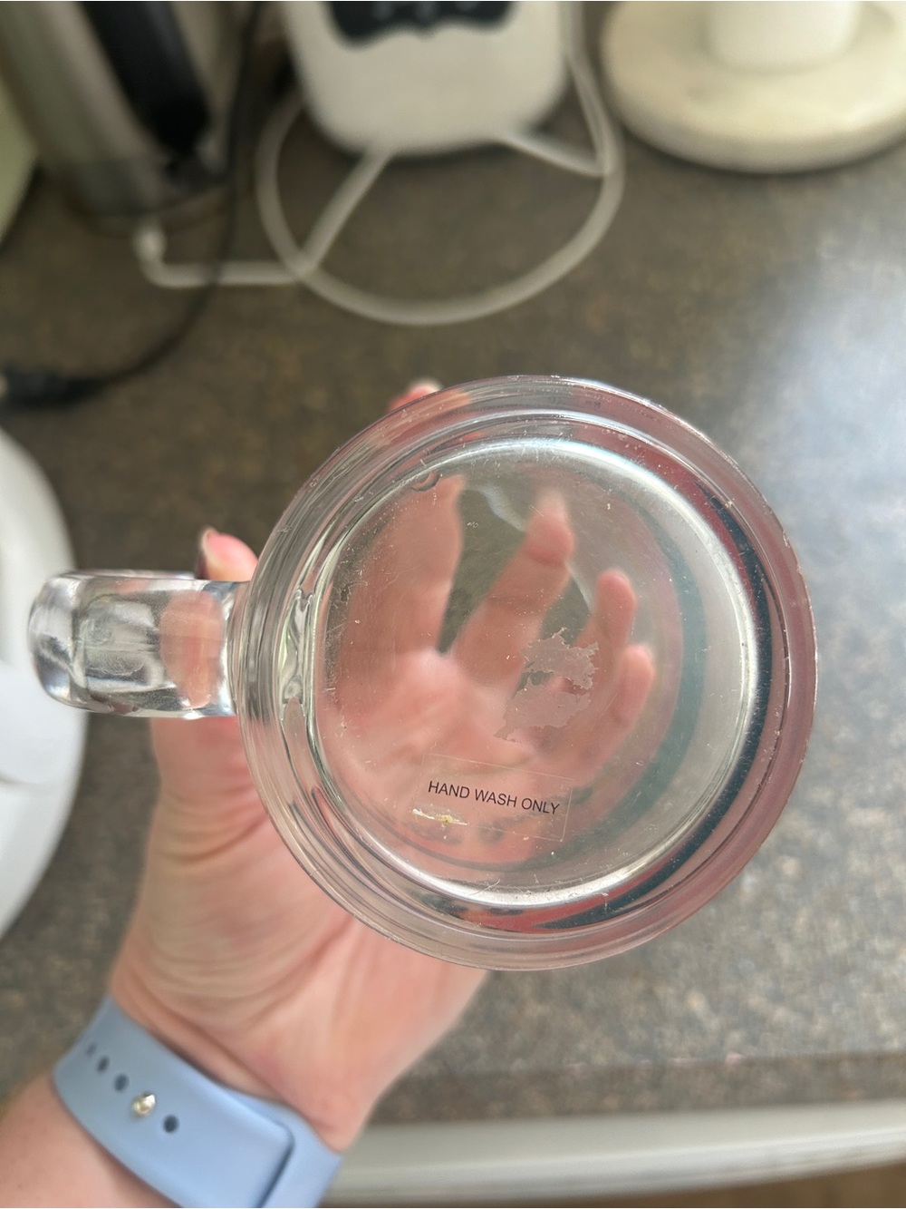 Plant Lady Clear Glass Coffee Mug with Accent Stripes - Picture 2 of 2